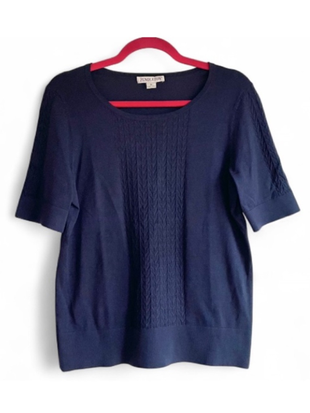 Pendleton Women's Navy Blue Silk Cotton Short Sleeve Sweater Size M